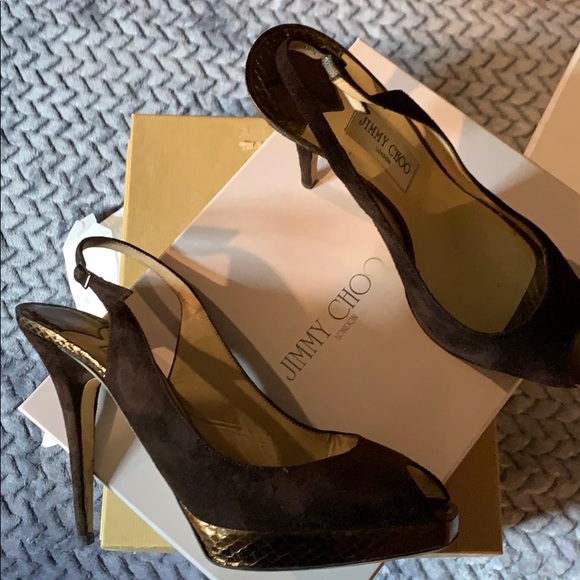 Jimmy Choo suede & snake skin size 11 - Picture 1 of 3